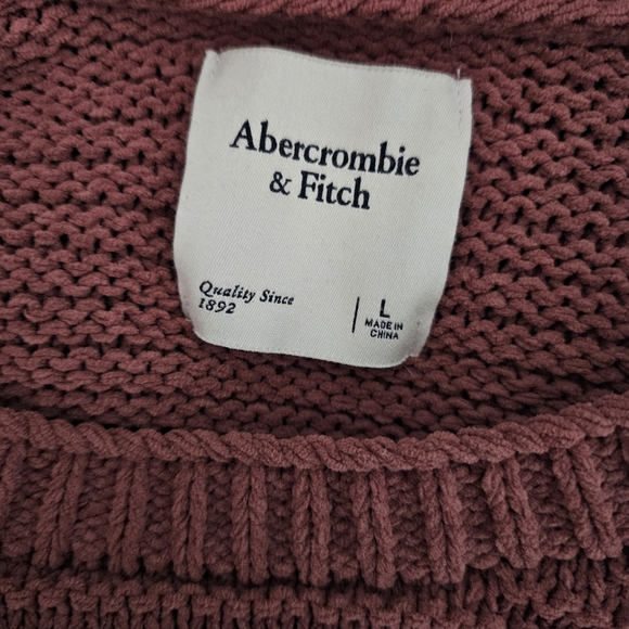 Abercrombie & Fitch Dusty Rose Chunky Knit Chenille Crew Neck Sweater - Picture 5 of 7